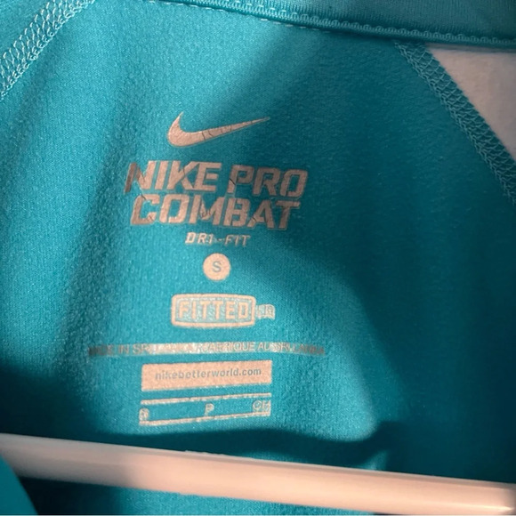 Nike Pro Combat Women's Small Fitted Blue 1/4 Zip Long Sleeve Shirt Therma Fit - Picture 6 of 8